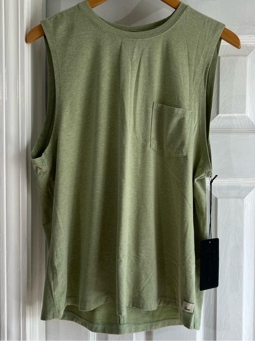 Beause Olive Muscle Tank with Chest Pocket